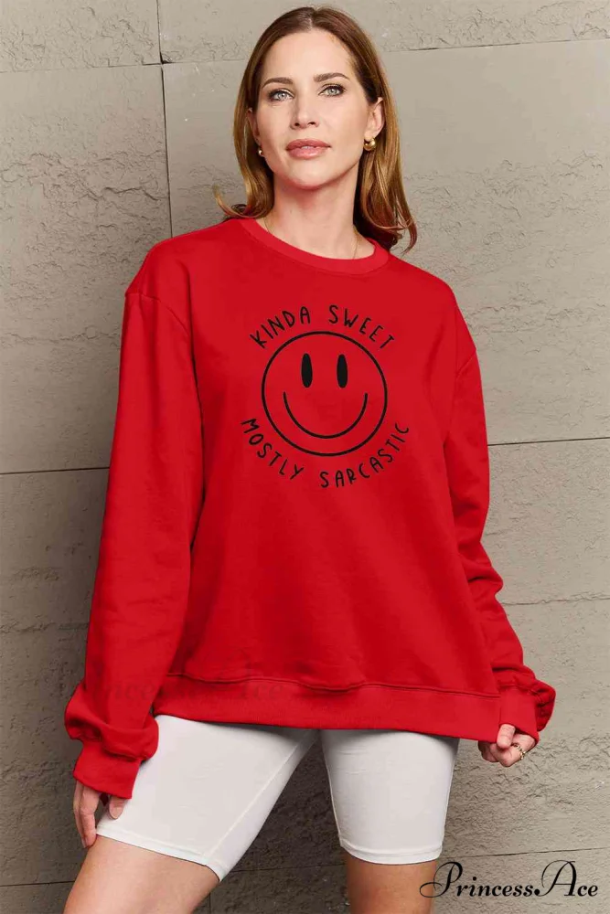 Size Full Face - Smiling Simply Graphic Sweatshirt Love - Image 13