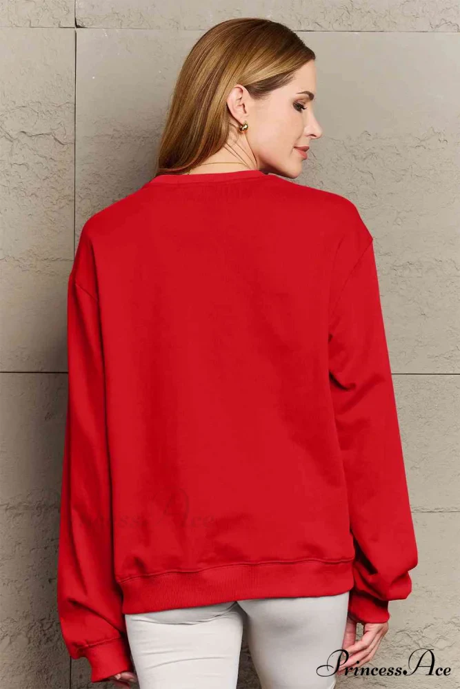 Size Full Face - Smiling Simply Graphic Sweatshirt Love - Image 14