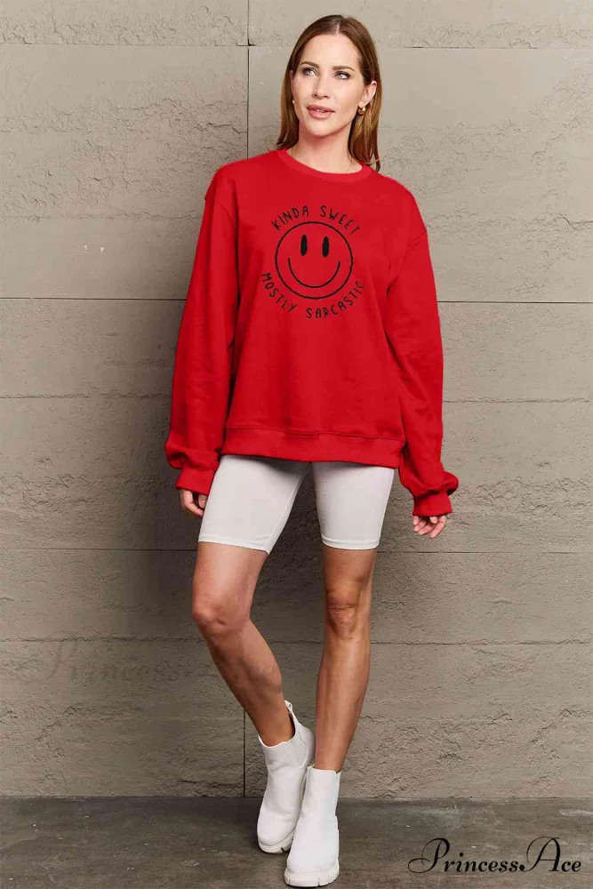 Size Full Face - Smiling Simply Graphic Sweatshirt Love - Image 15