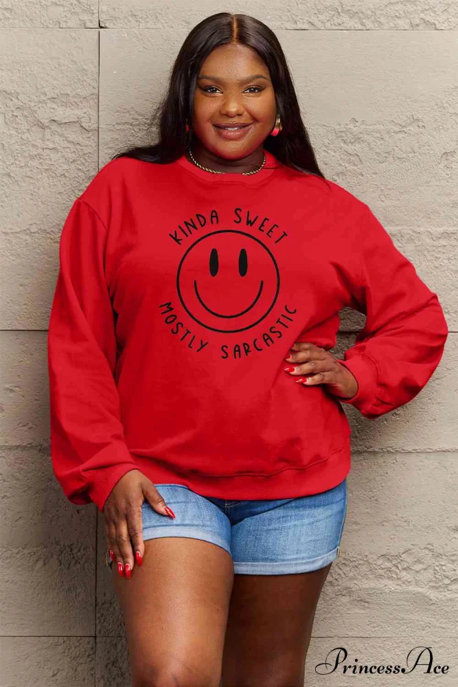 Size Full Face - Smiling Simply Graphic Sweatshirt Love - Image 16
