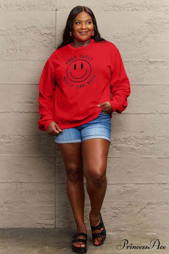 Size Full Face - Smiling Simply Graphic Sweatshirt Love - Image 17