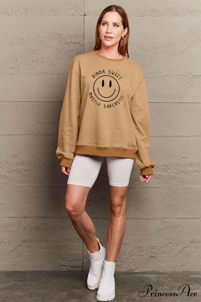 Size Full Face - Smiling Simply Graphic Sweatshirt Love - Image 3