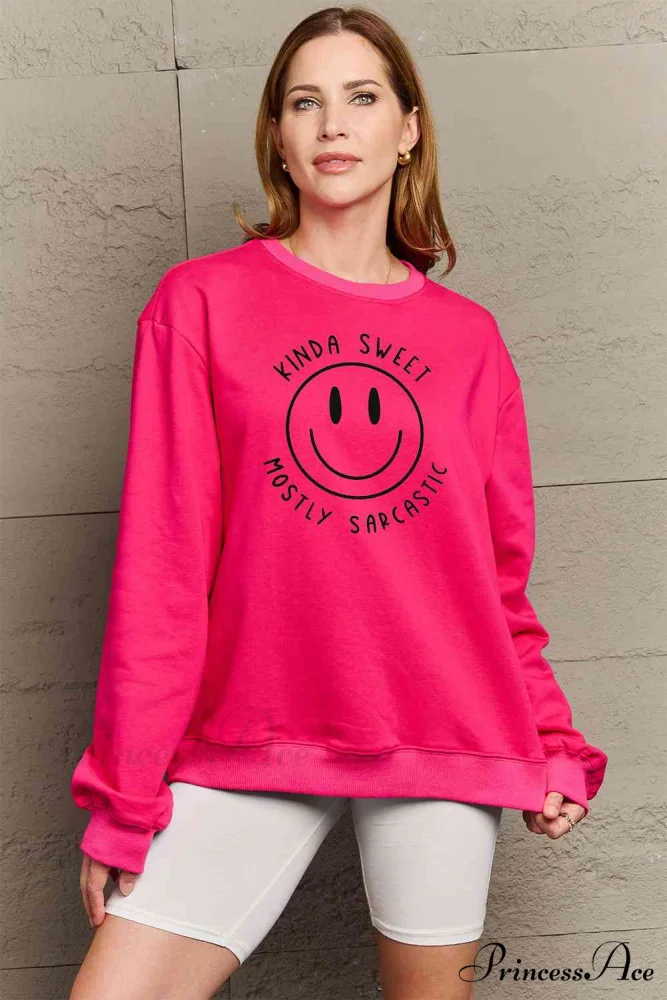 Size Full Face - Smiling Simply Graphic Sweatshirt Love - Image 7