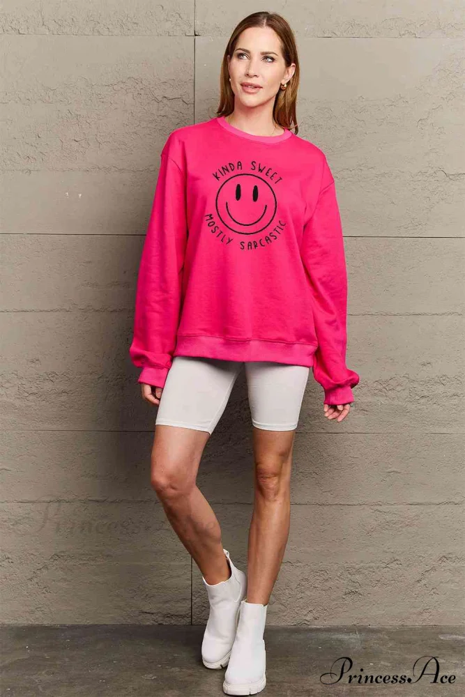 Size Full Face - Smiling Simply Graphic Sweatshirt Love - Image 9