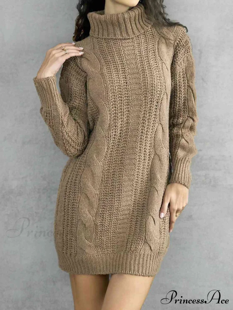 Ribbed Turtleneck Sweater Dress - Image 5
