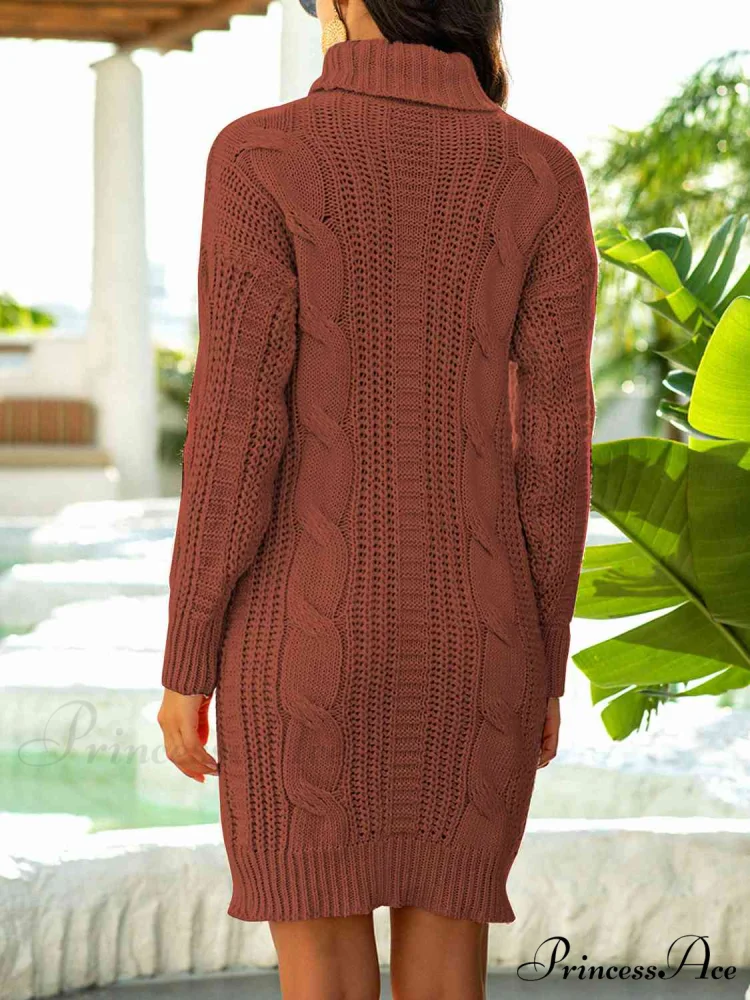 Ribbed Turtleneck Sweater Dress - Image 9