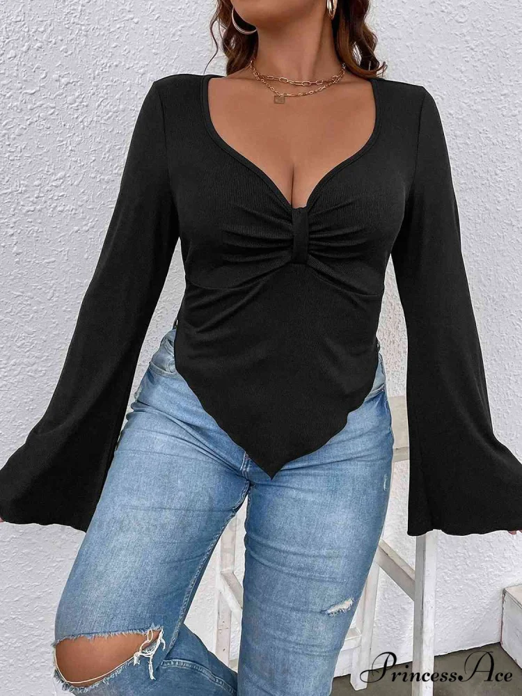 Top with Arm Plunge Flare Detail - Image 4
