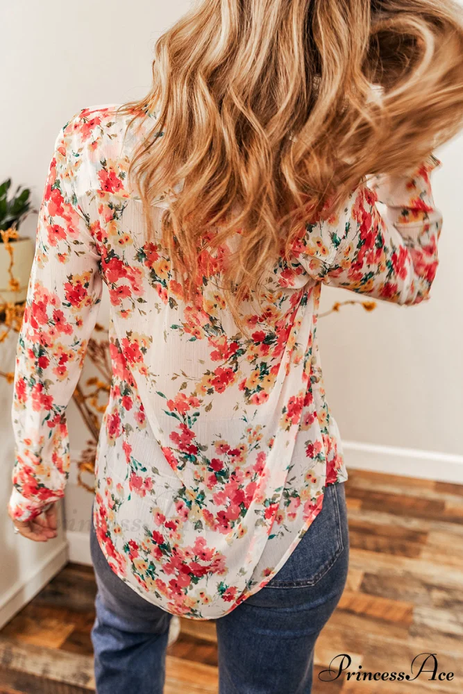 Blouse Chest Flowered Design with Pocket - Image 2