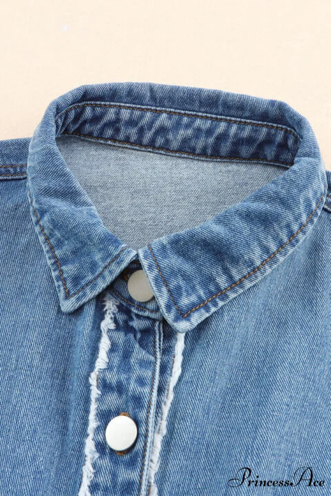 Hem Color Denim with Jacket and Up Raw Block Button Closure - Image 5