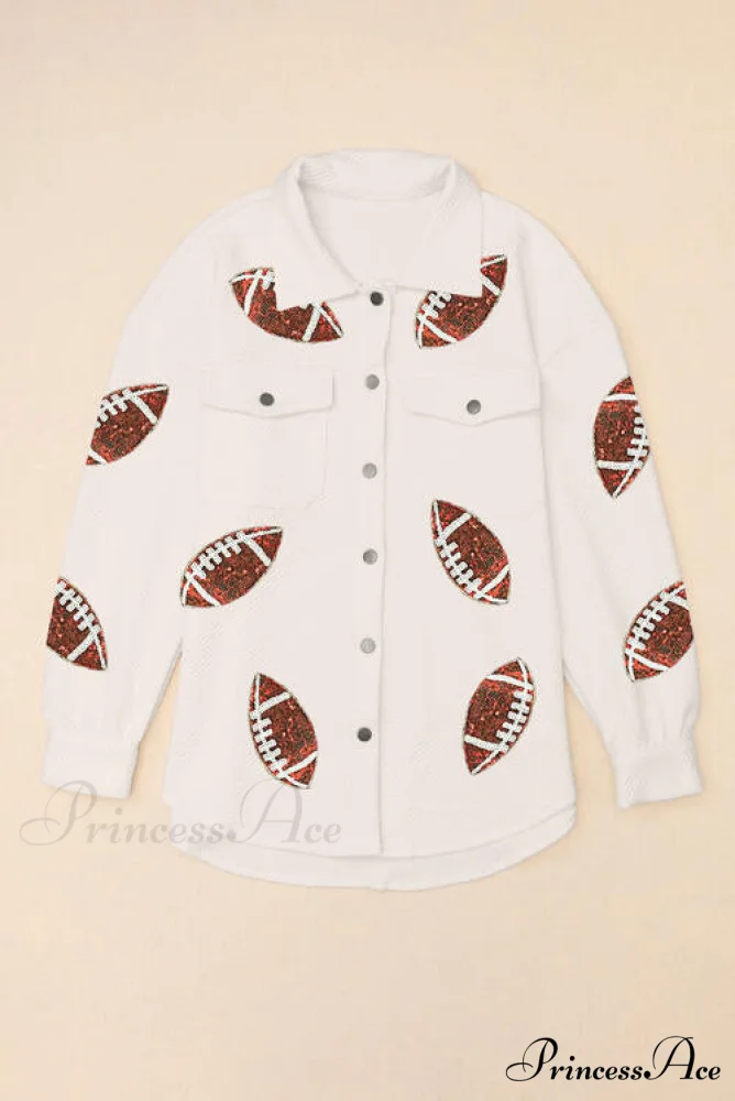 Snap and Patch Button Collared with Jacket Neck Football Sequin Closure - Image 3