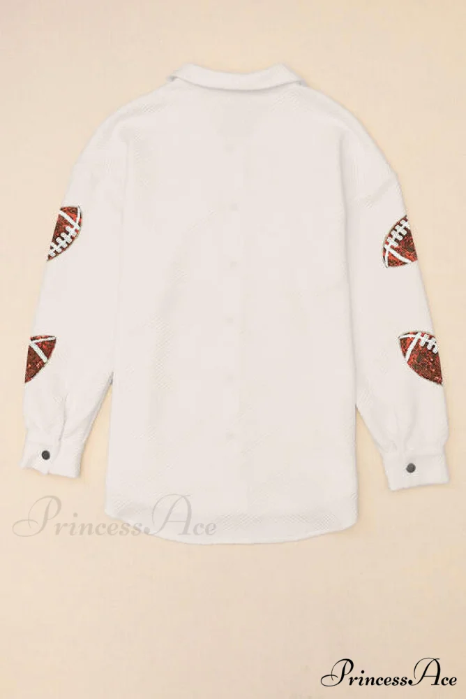 Snap and Patch Button Collared with Jacket Neck Football Sequin Closure - Image 4