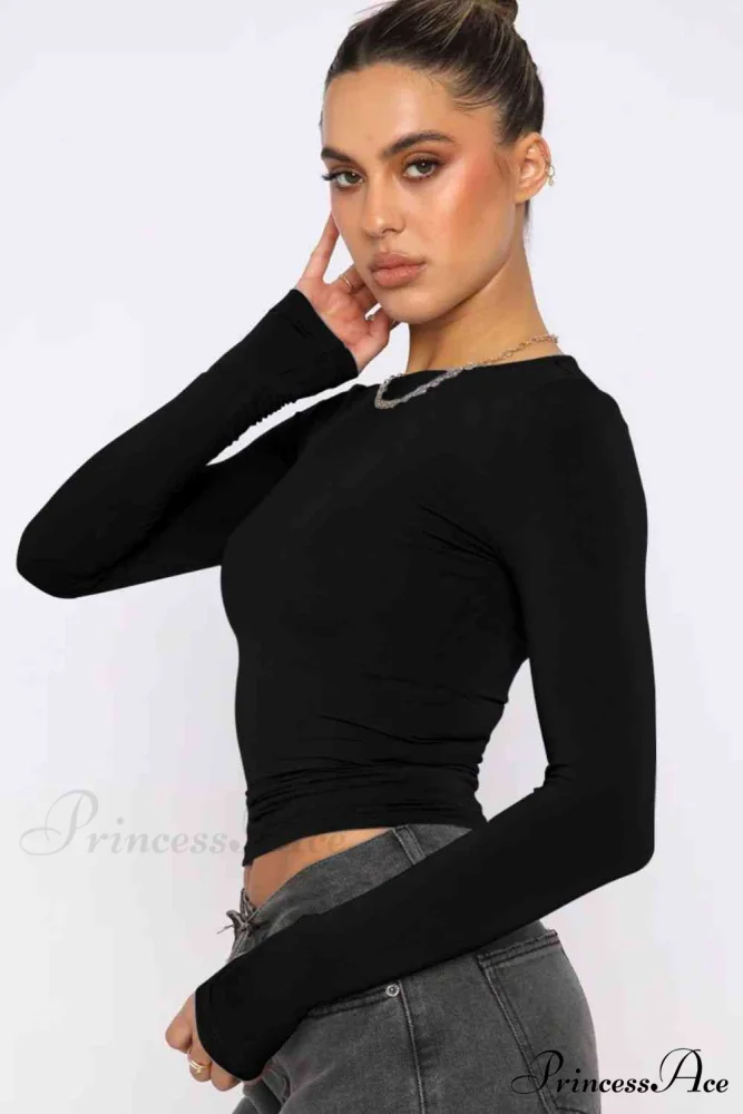 Long-Sleeve Round with Top Bodycon Neck - Image 10