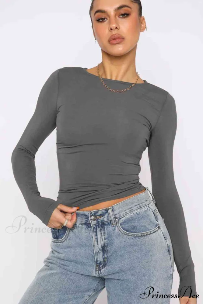 Long-Sleeve Round with Top Bodycon Neck - Image 15