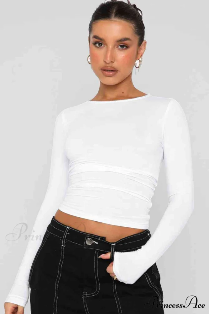 Long-Sleeve Round with Top Bodycon Neck - Image 8