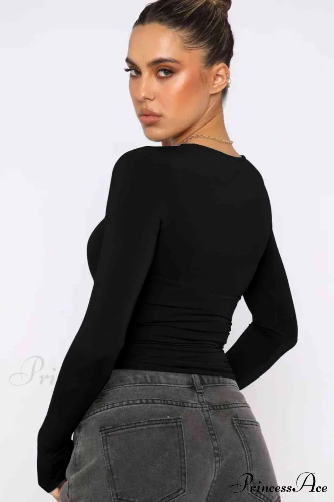 Long-Sleeve Round with Top Bodycon Neck - Image 9