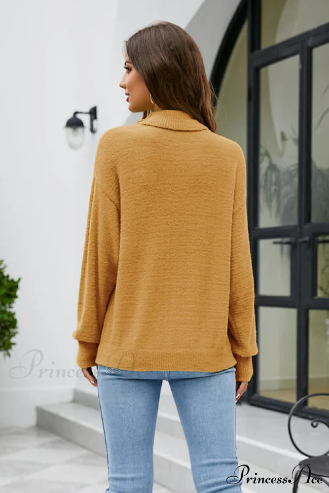 Mock with Dropped and Neck Sweater Arm Long Shoulder - Image 10