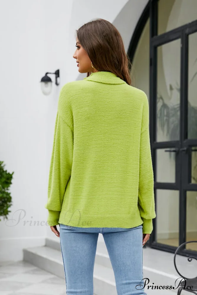 Mock with Dropped and Neck Sweater Arm Long Shoulder - Image 2