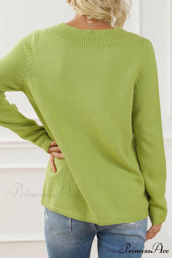 Neck with Sweater Asymmetrical Arm Long Buttons - Image 2