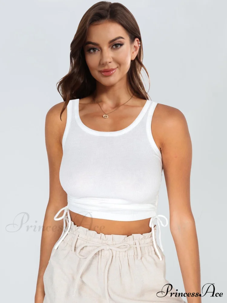 with Tank Round Neck Ruched Drawstring - Image 4