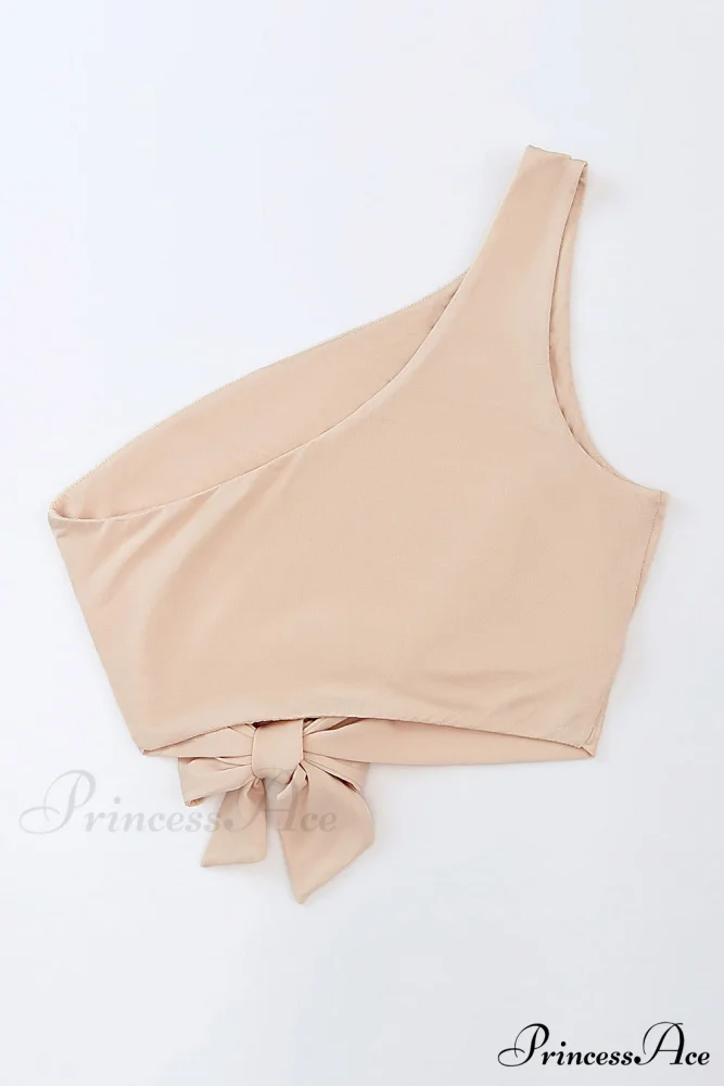 Crop Khaki One Tie Shoulder Side Top - Image 10