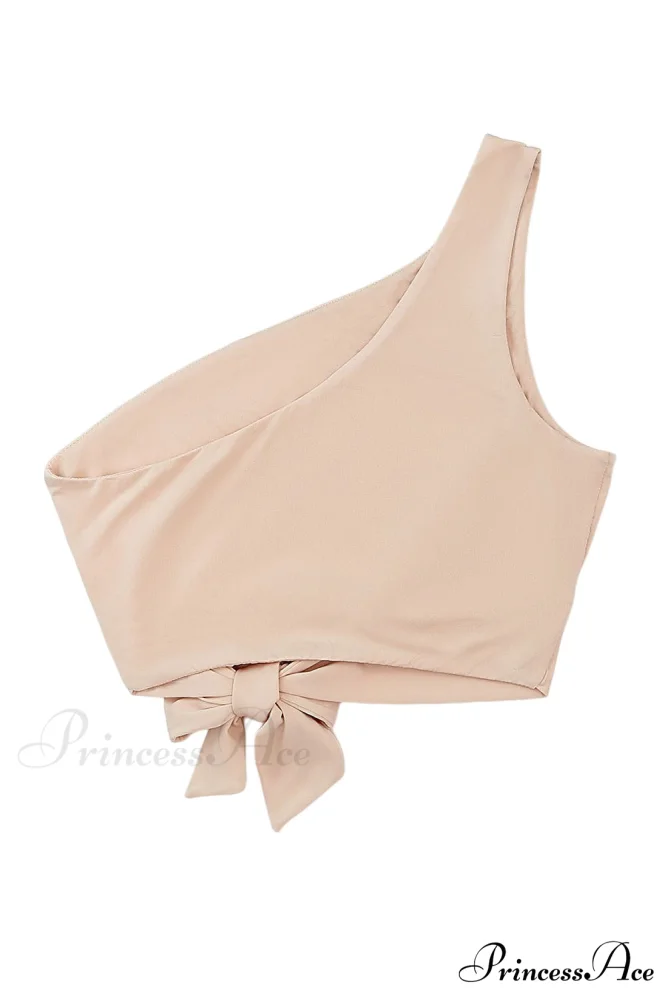 Crop Khaki One Tie Shoulder Side Top - Image 15