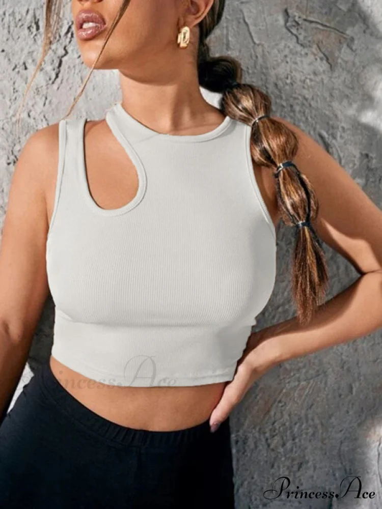 Ribbed Out for Solid Color Cut Top Tank Women - Image 5