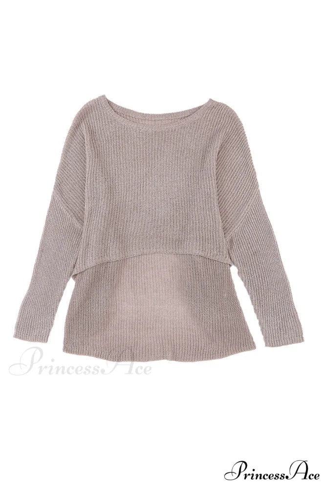 Low Dolman Slouchy High Gray Arm Sweater - Image 13