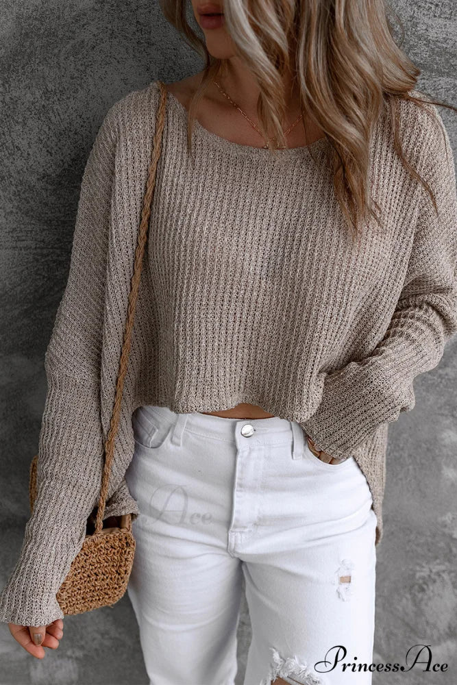 Low Dolman Slouchy High Gray Arm Sweater - Image 5