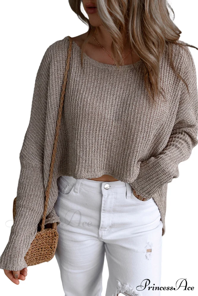 Low Dolman Slouchy High Gray Arm Sweater - Image 6