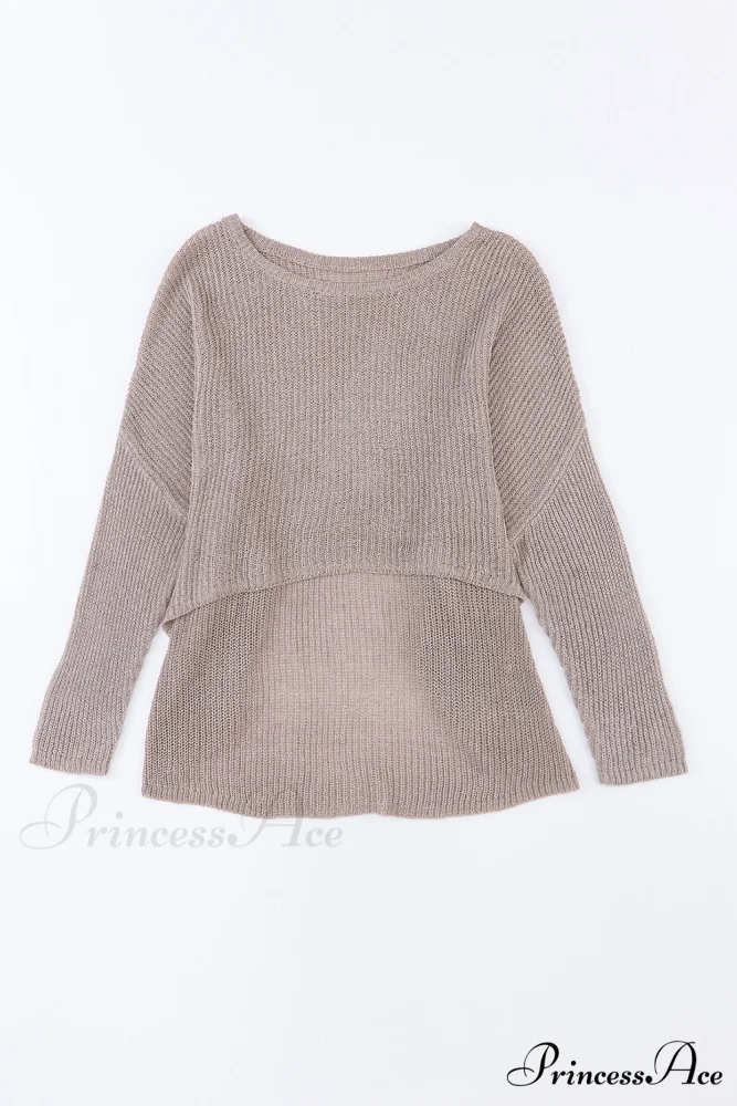 Low Dolman Slouchy High Gray Arm Sweater - Image 7
