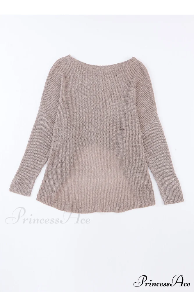 Low Dolman Slouchy High Gray Arm Sweater - Image 8