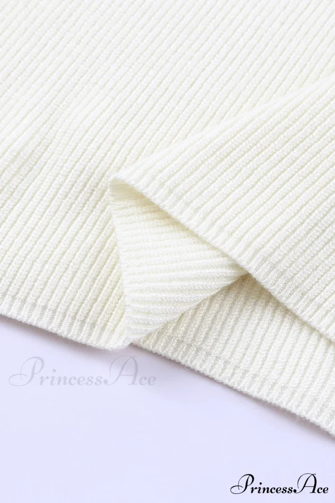 White Neck Knit Ribbed Halter Tank Cross Criss Top - Image 7