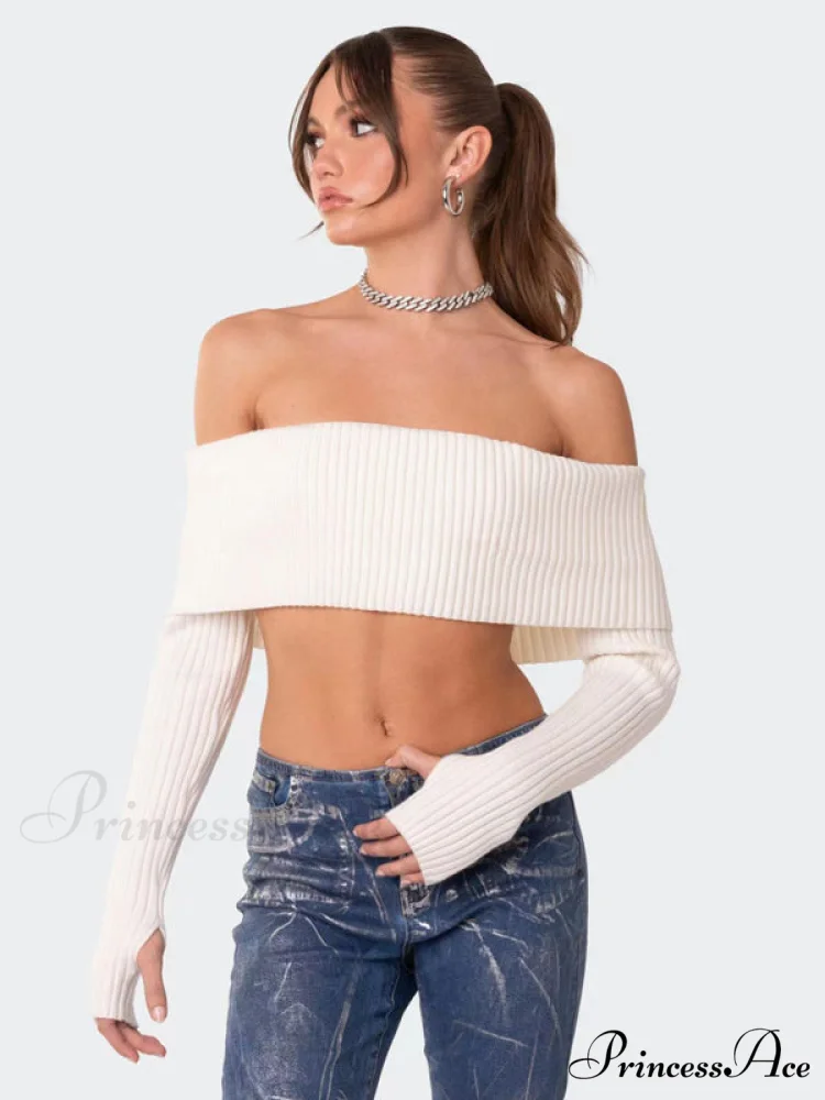 Crop Sweater and Long-Sleeved Comfortable Sexy Chest-Wrapped Top Woolen Sweater - Image 6
