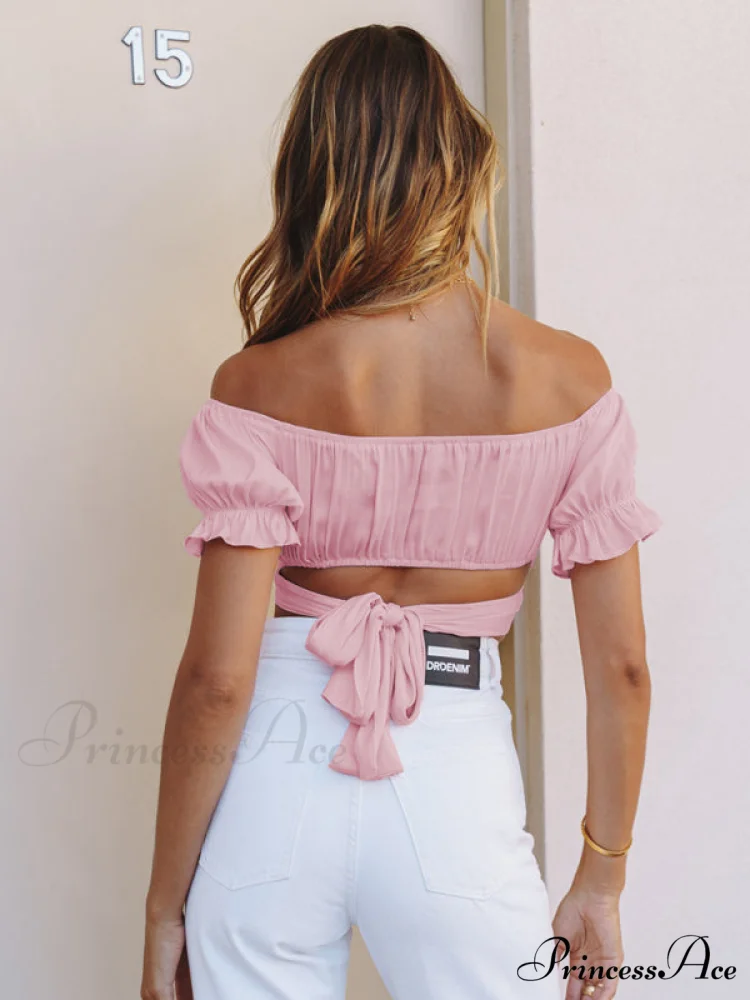 tie-back top crop short-sleeved ruffle women's Oktoberfest top - Image 6