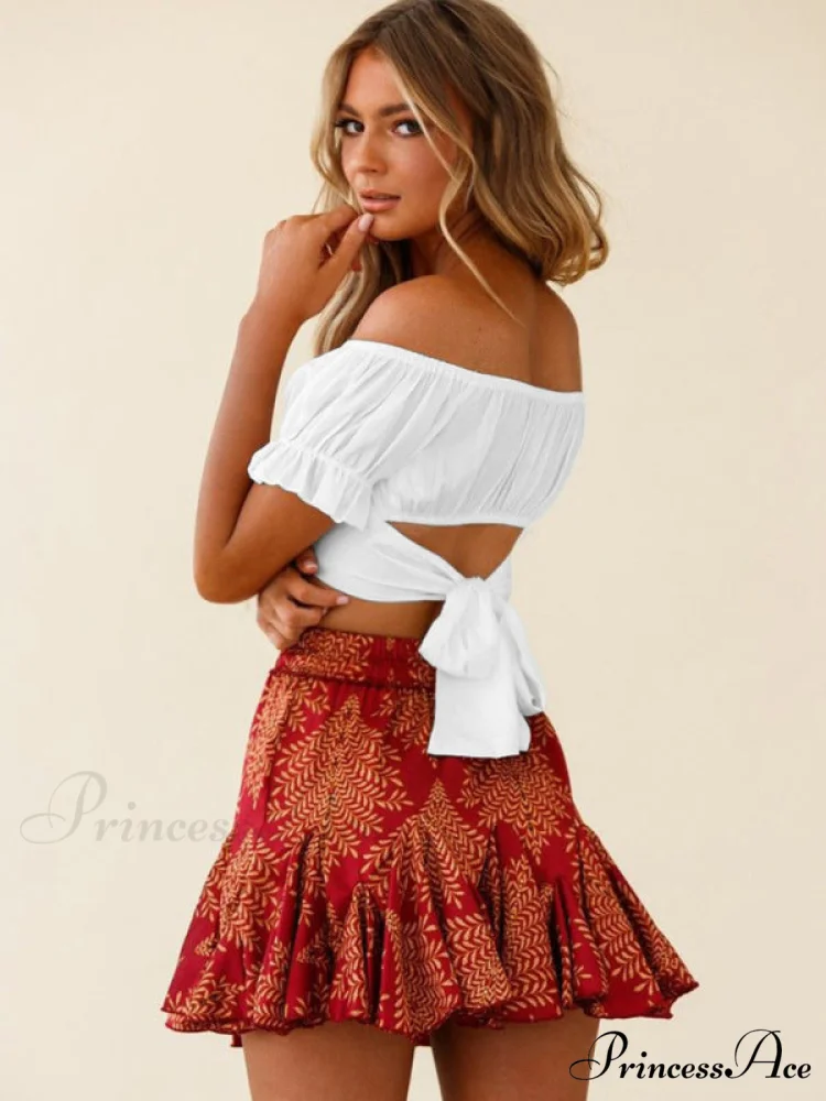 tie-back top crop short-sleeved ruffle women's Oktoberfest top - Image 7