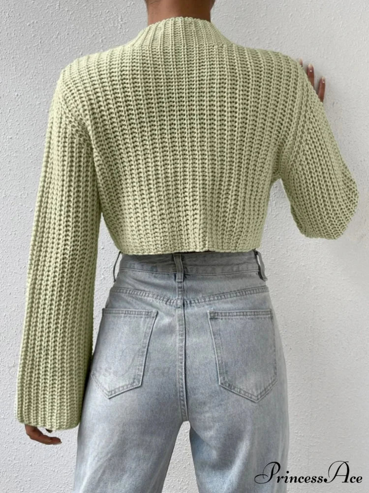 Cropped Long Neck Mock Arm Sweater - Image 7