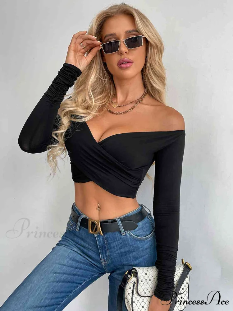 Crop Crisscross Arm Long Top - Image 2