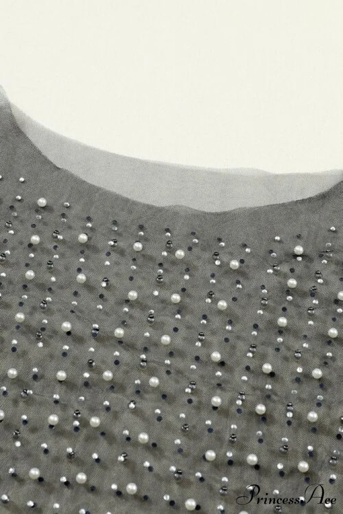 Long Cropped with Pearl Top Mesh Sleeves - Image 7