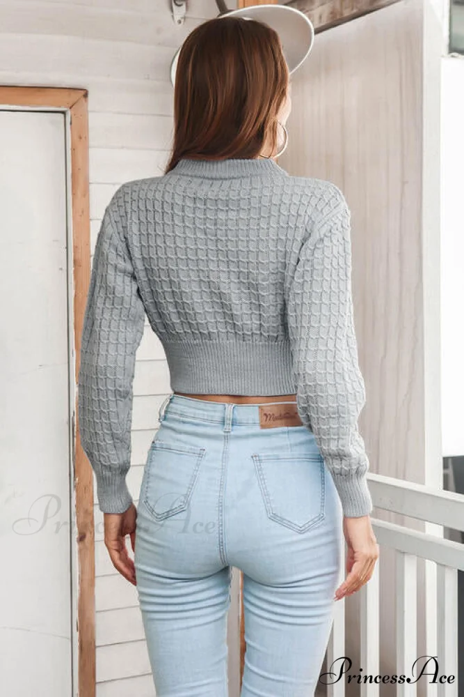 Long Sweater Round Cropped Arm with Neck - Image 11