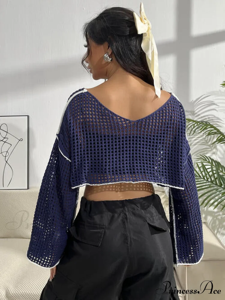 Patches Contrast Knit Cropped Top - Image 2