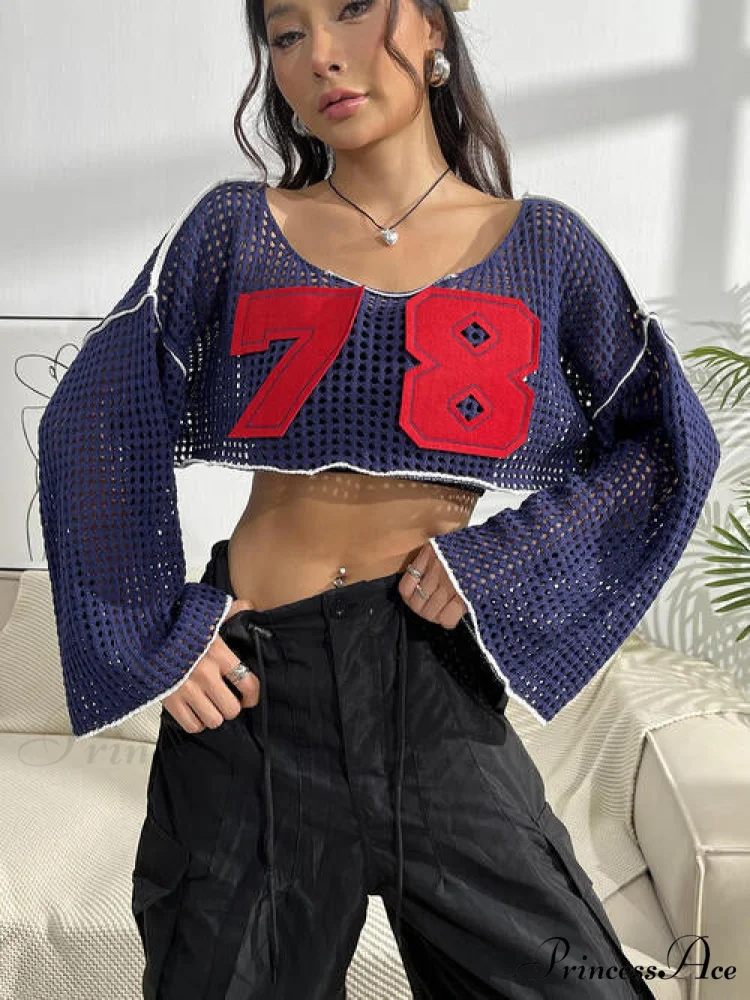 Patches Contrast Knit Cropped Top - Image 3