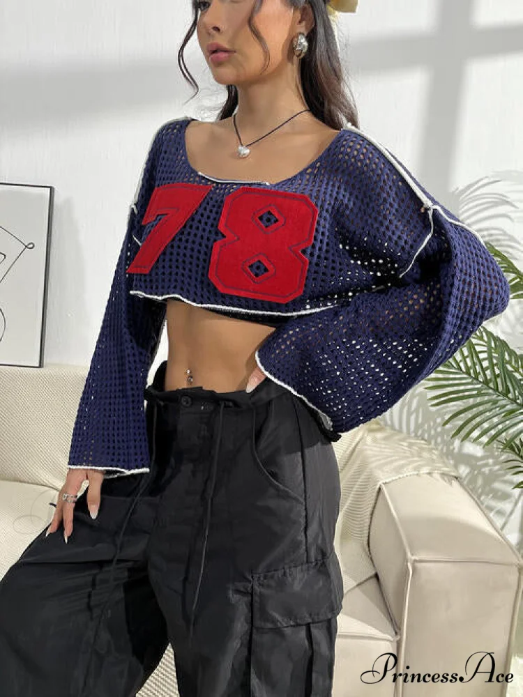 Patches Contrast Knit Cropped Top - Image 4
