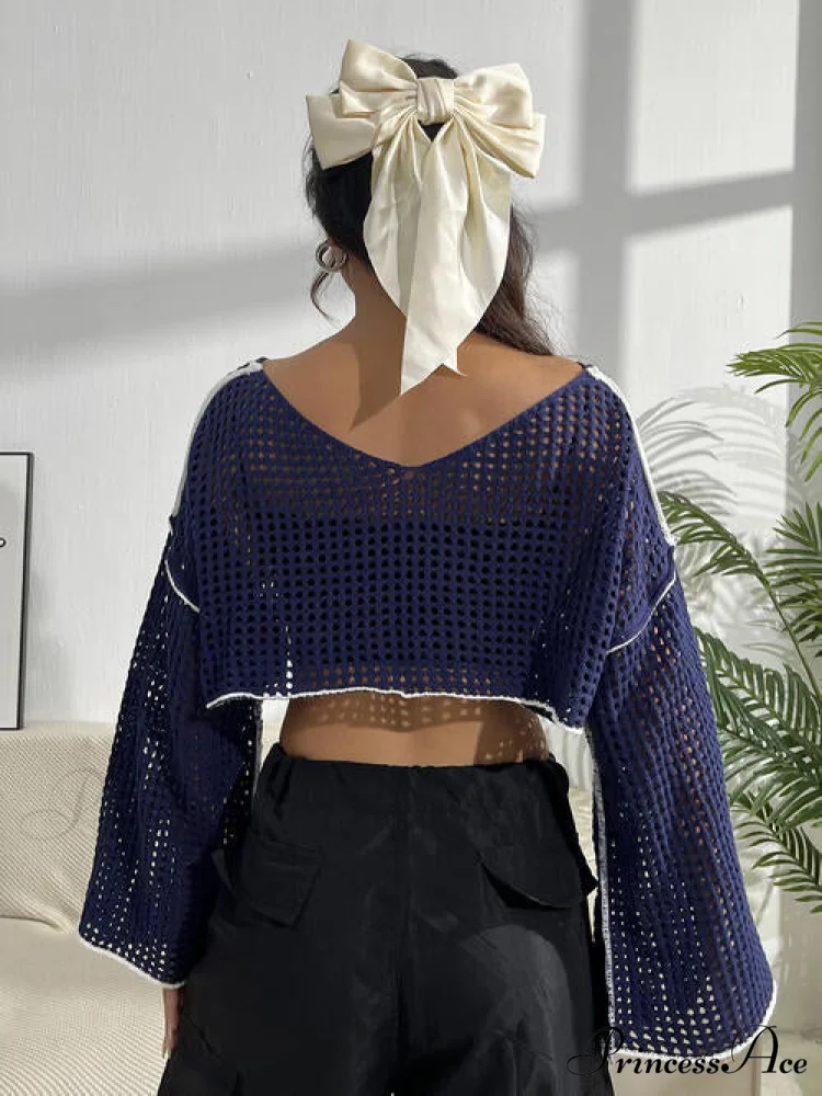 Patches Contrast Knit Cropped Top - Image 7