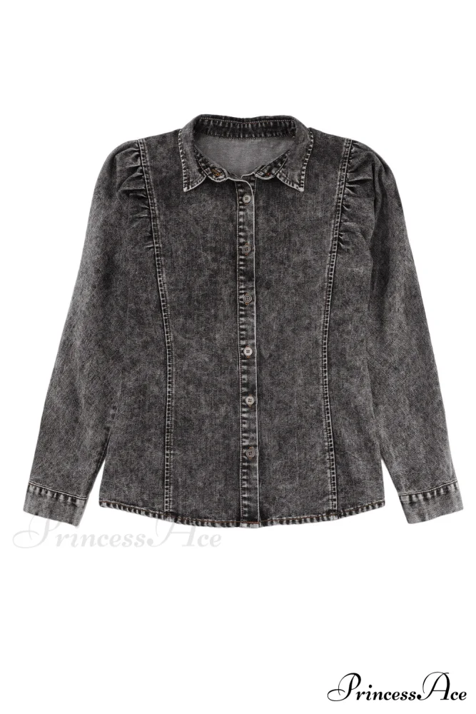 Denim - Jacket Puff Button-Up Arm Black - Image 13