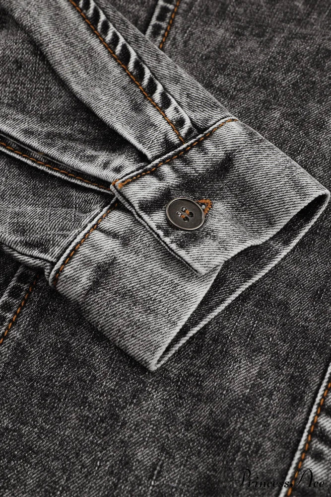 Denim - Jacket Puff Button-Up Arm Black - Image 7