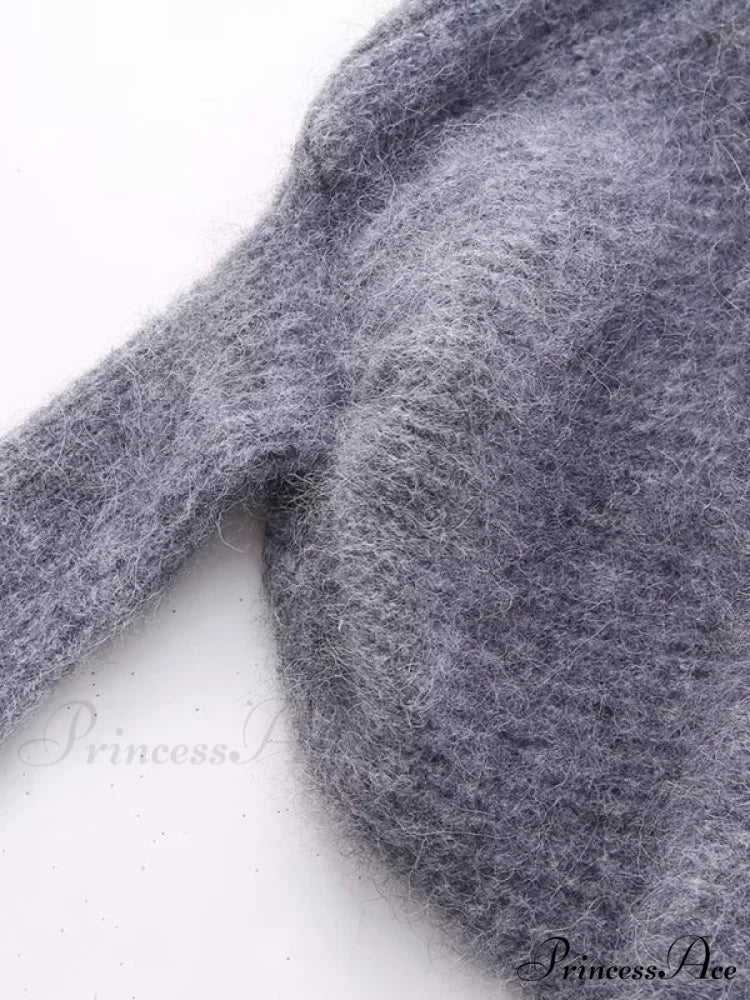 Knitted for Sweater Asymmetrical Arm Long Top Women - Image 2