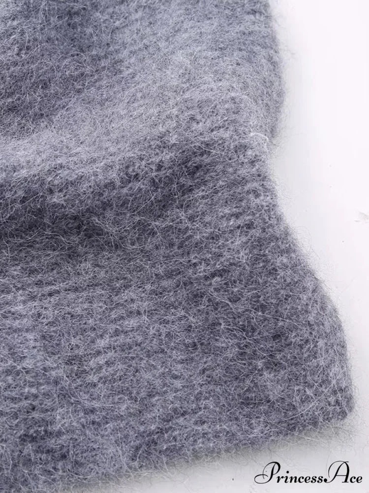 Knitted for Sweater Asymmetrical Arm Long Top Women - Image 3