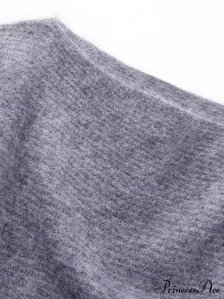 Knitted for Sweater Asymmetrical Arm Long Top Women - Image 5