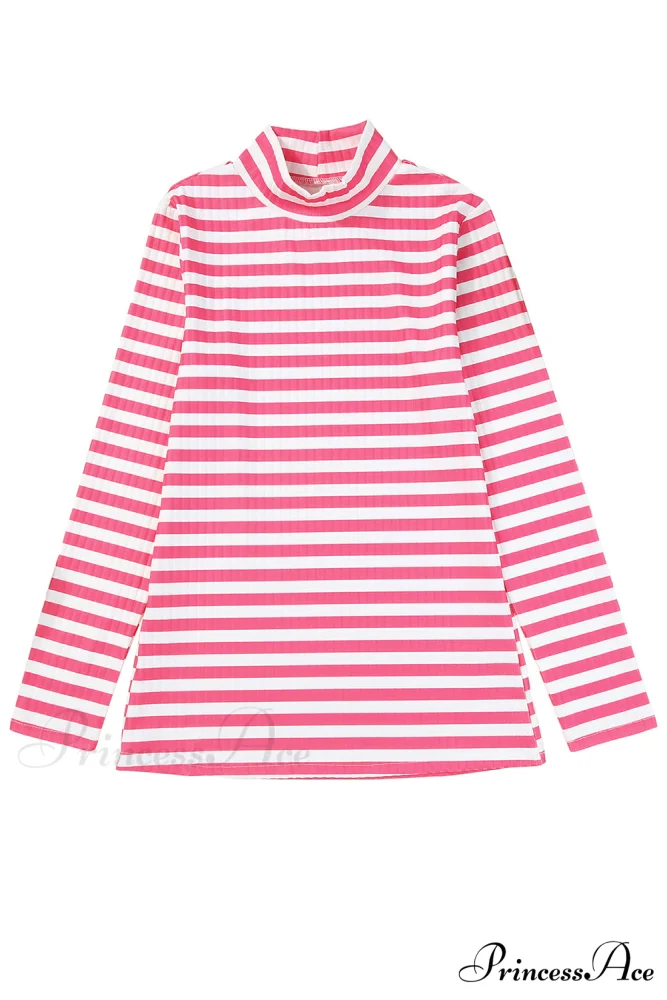 Arm Design Long Textured Pink Knit Striped Tee - Image 10