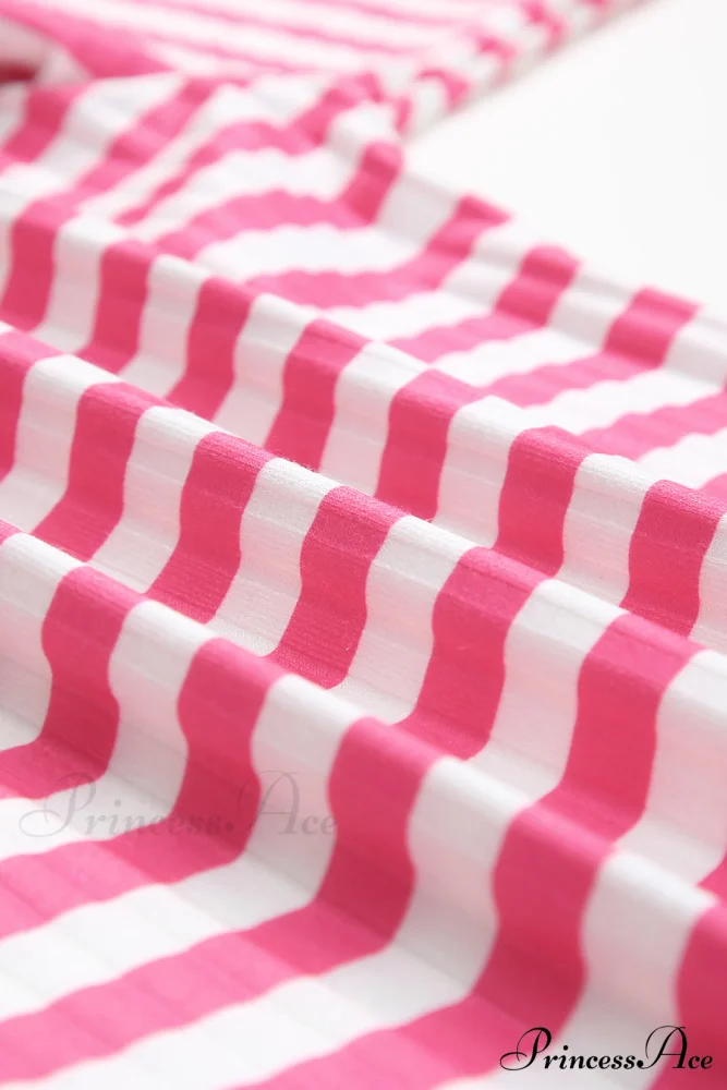 Arm Design Long Textured Pink Knit Striped Tee - Image 5